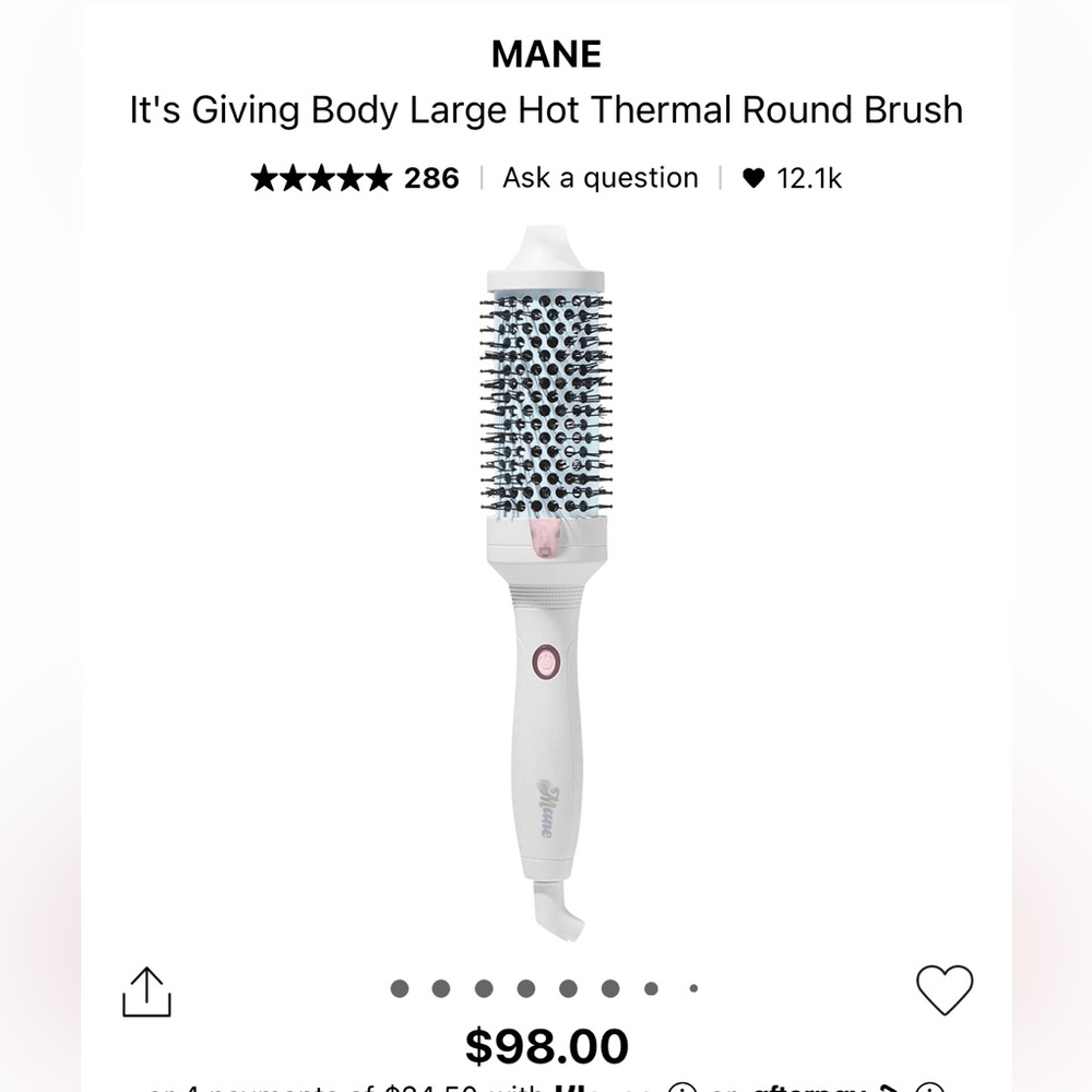 NIB mane large thermal heat brush